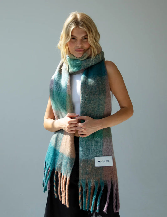 Arctic Fox Luxury Recycled Cosy Scarf - Purple Check