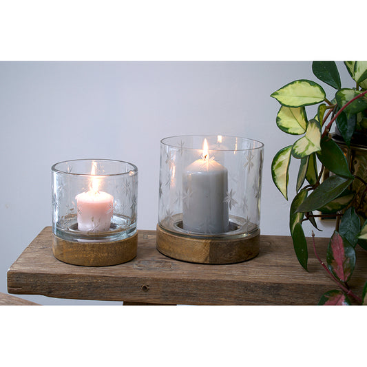 CHRISTMAS OFFER! Etched Star Recycled Glass and Mango Lantern