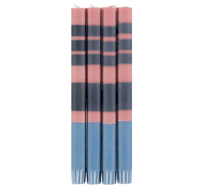 Eco Dinner Stripes Candles set of 4
