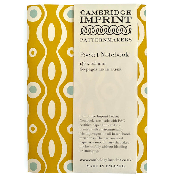 POCKET NOTEBOOK - MUSTARD AND PALE TURQUOISE