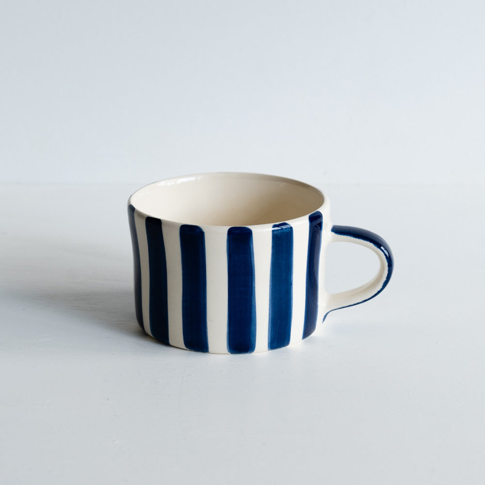 Musango Candy Stripe Mug - Hand Painted in Navy