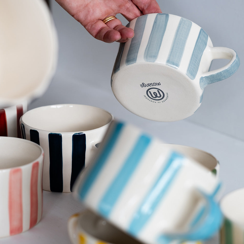 Musango Candy Stripe Mug - Hand Painted in Dove