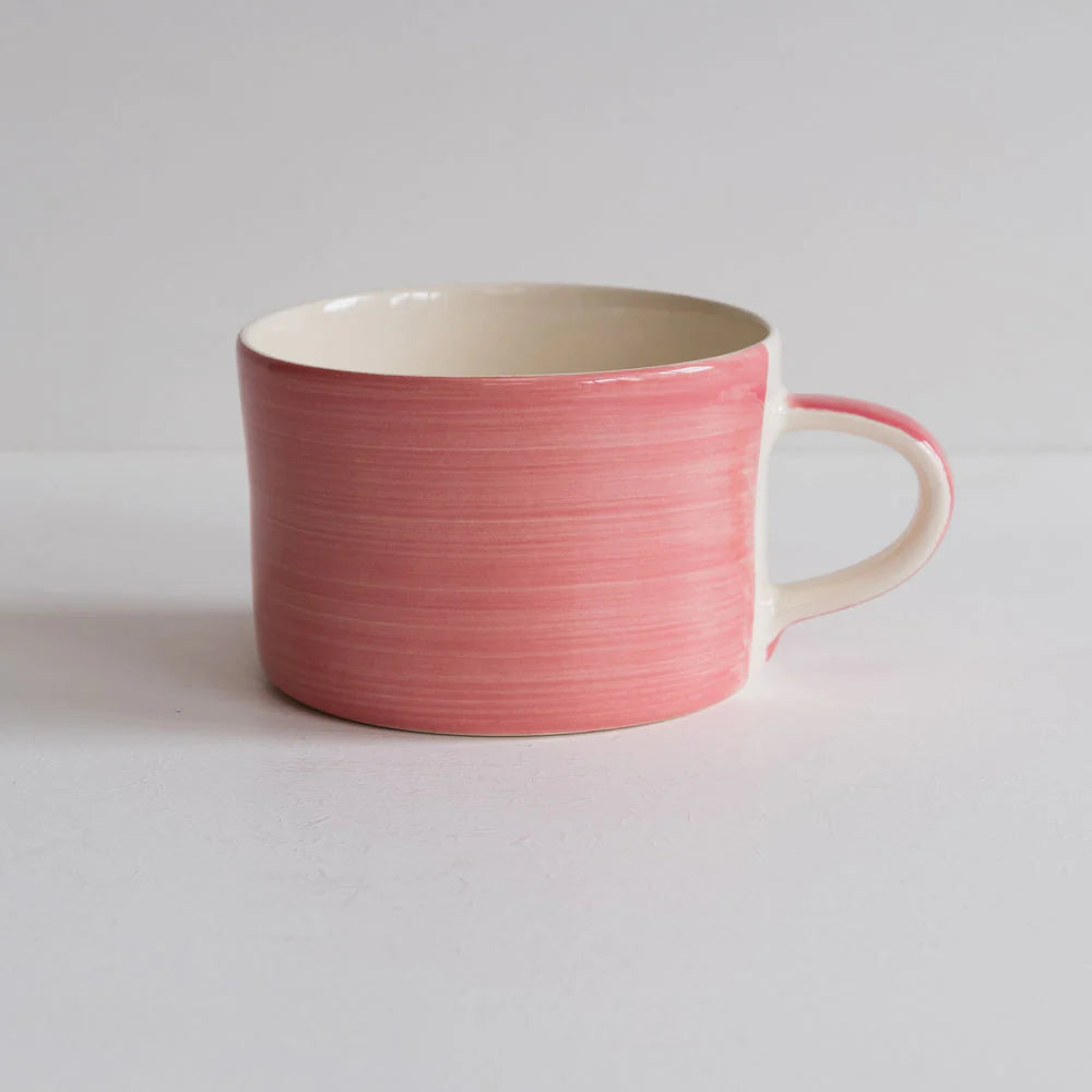 Plain Colour Wash Handmade Mug - Rose