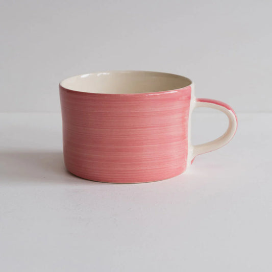 Plain Colour Wash Handmade Mug - Rose