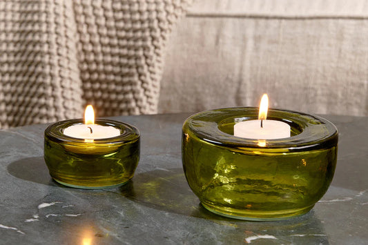 Sakha Recycled Glass Tealight Holder - set of 2