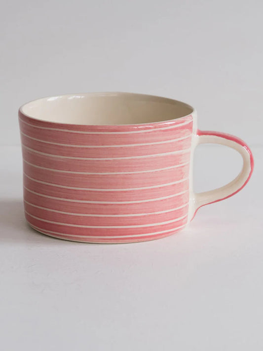 Sgraffito Stripe Handmade Mug - Rose