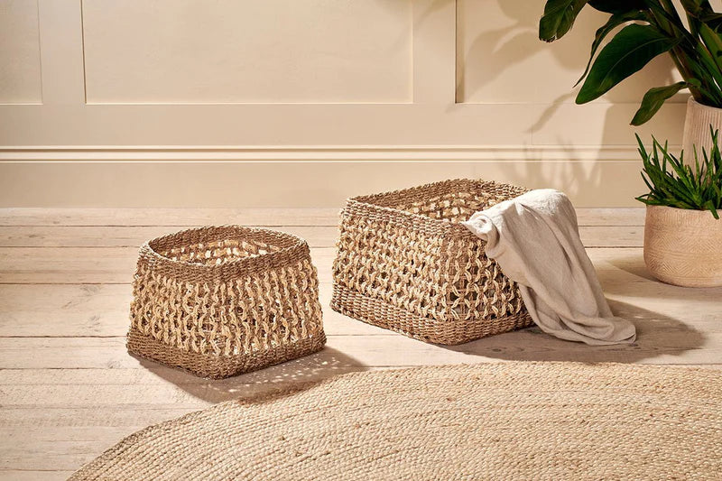 Shimla Square Seagrass And Palm Leaf Basket