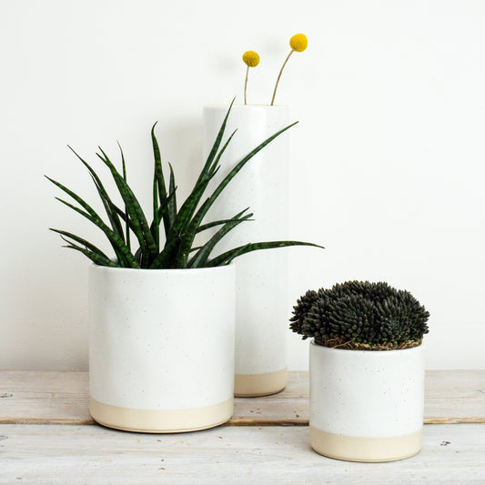 Ivory Speckled  Ceramic Pot