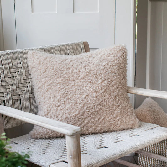 FAUX SHEEPSKIN SQUARE CUSHION NATURAL