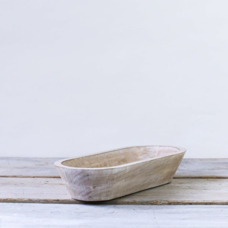 Mango Whitewashed Wood Serving Bowl